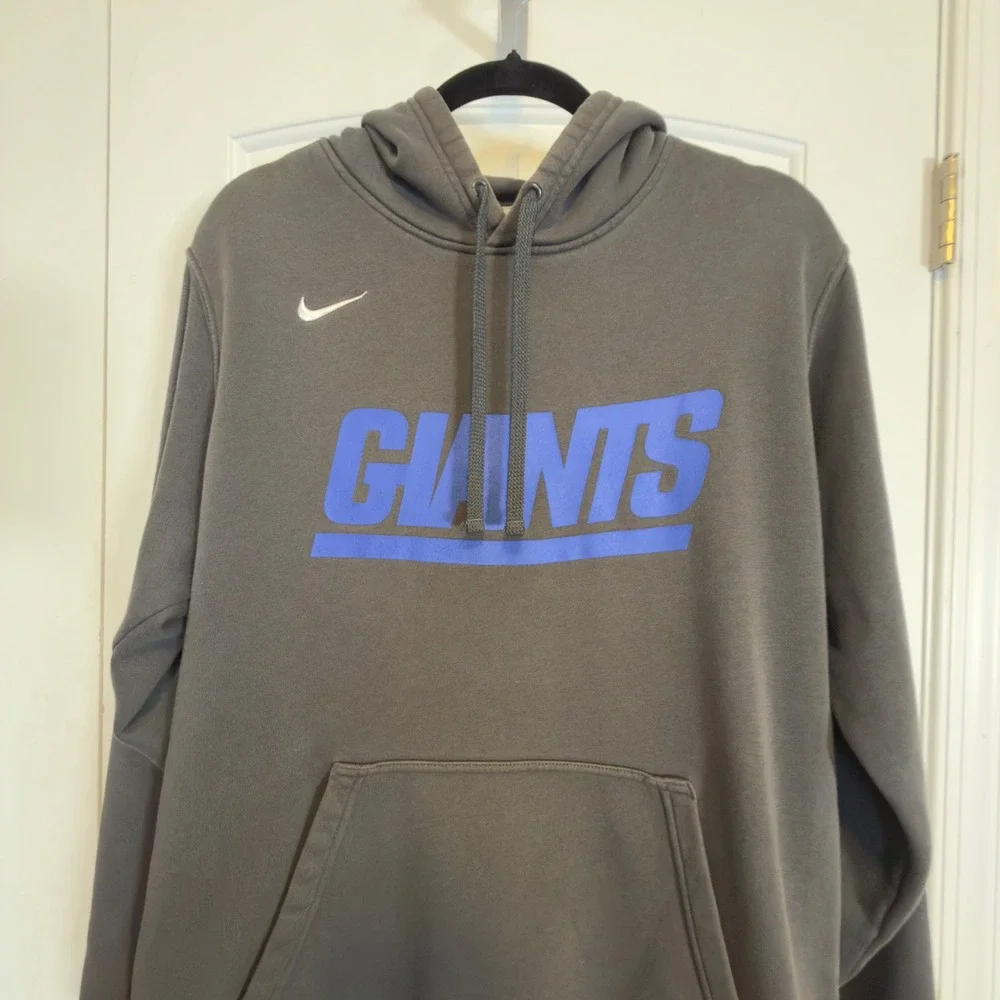 Nike New York Giants Gray Pullover Hoodie Blue Graphic NFL Football Mens XL Warm